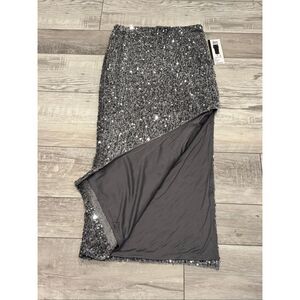 Madden NYC silver sequin velvet maxi skirt size XS